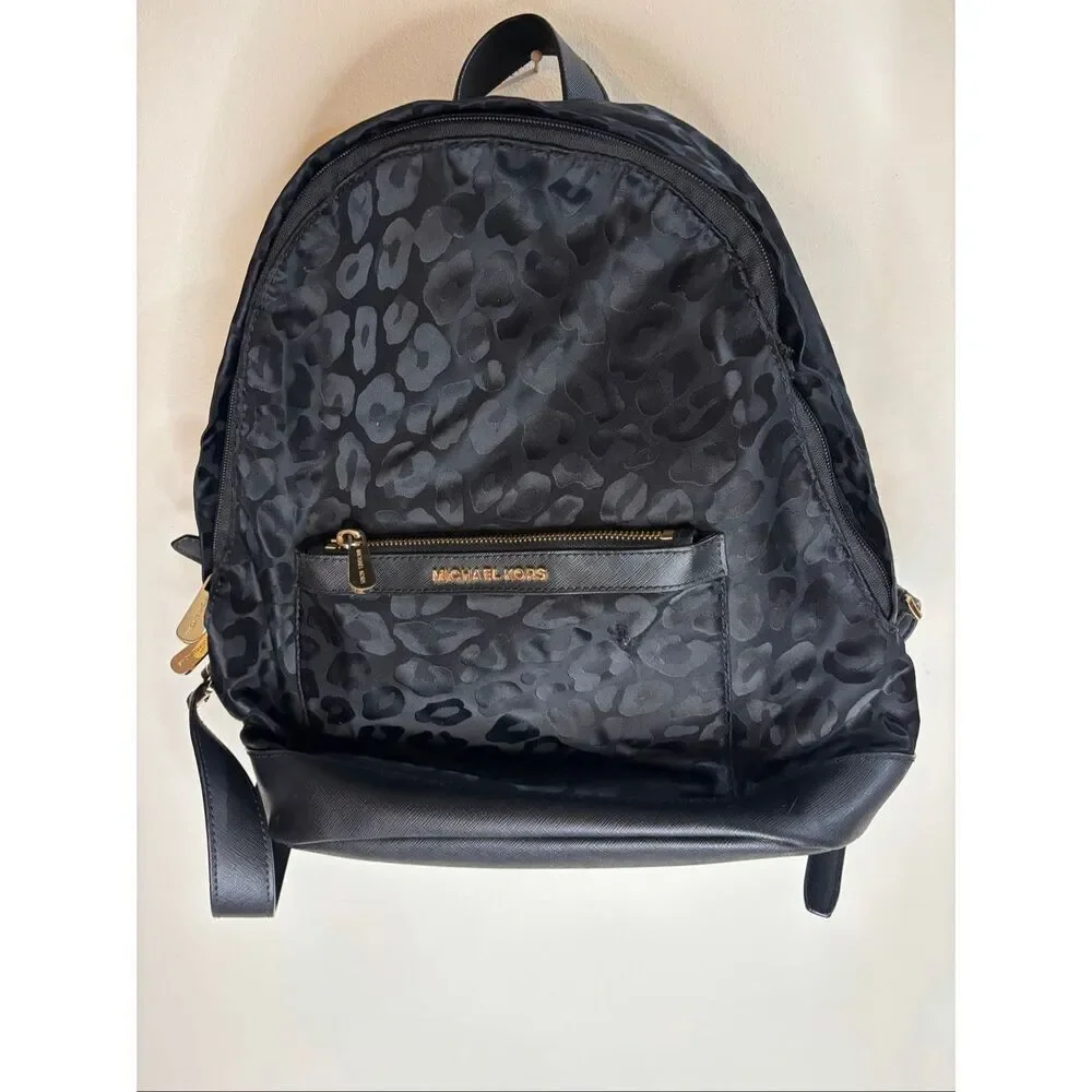 Michael Kors Black Leopard Print Backpack